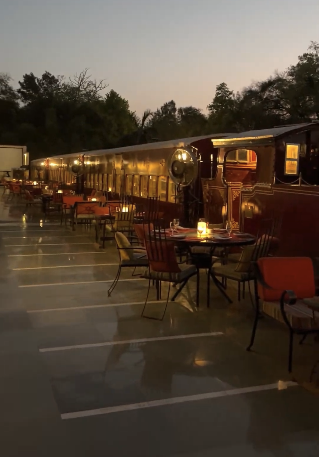Steam, the restored railway-carriage restaurant at Rambagh Palace