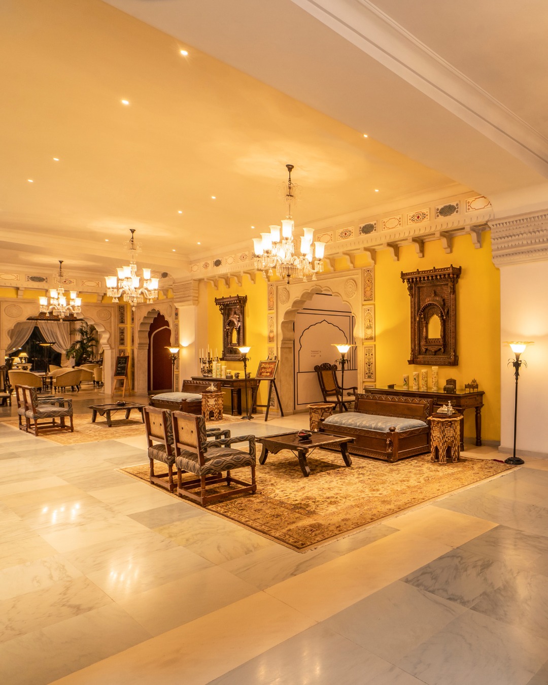 Lobby lounge interiors at Fairmont Jaipur