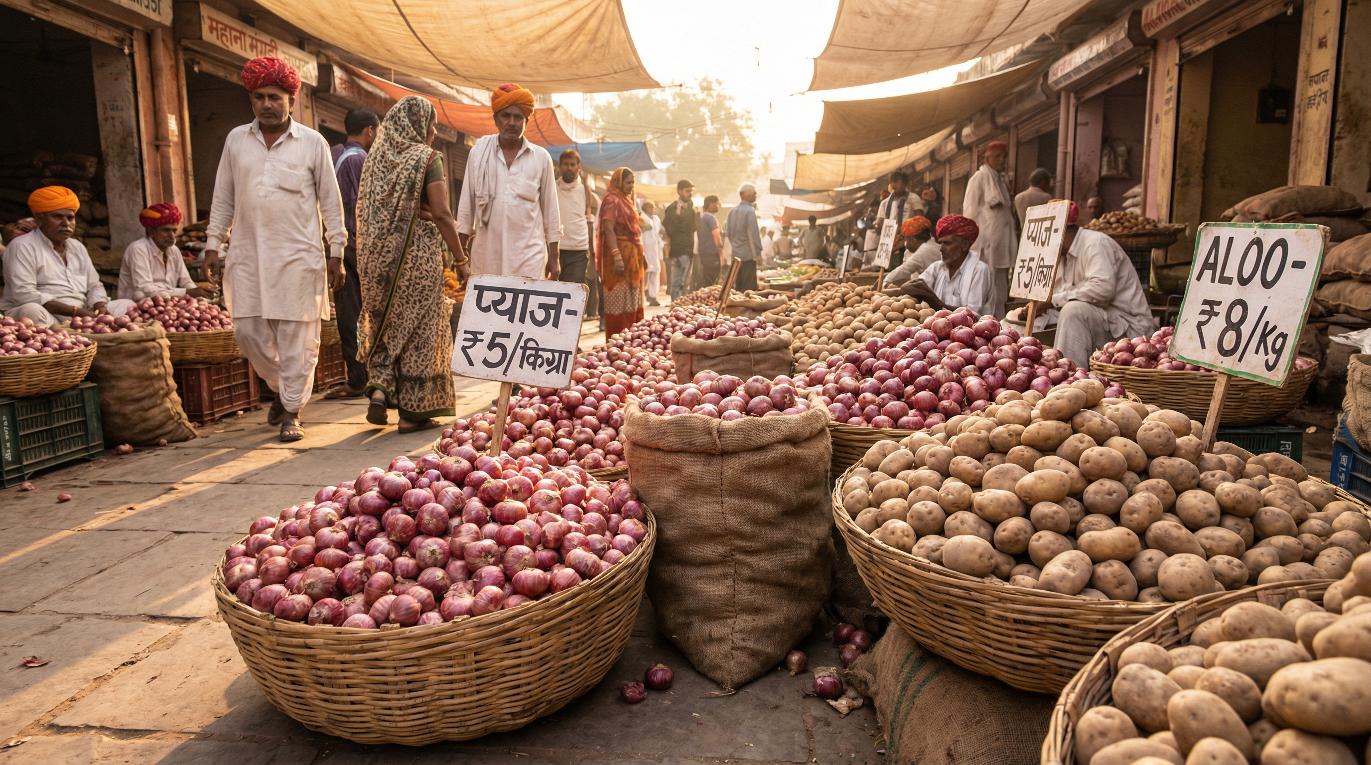 Potato and Onion Prices Crash in Jaipur: Farmers Face Massive Losses as Markets Flood with Surplus Stock